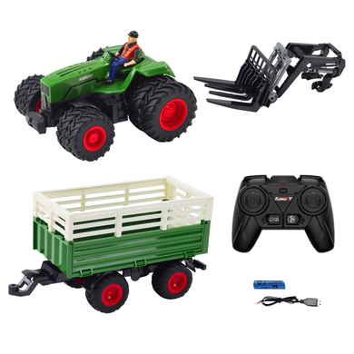 Lean Toys, traktor z przyczepą, pojazd zdalnie sterowany