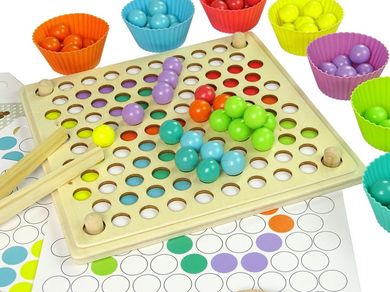 Lean Toys, układanie kulek, drewniana gra edukacyjna