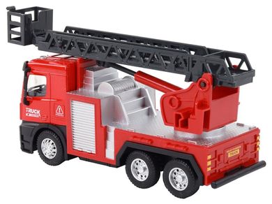 Lean Toys, wóz strażacki z wysuwaną drabiną, czerwony
