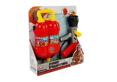 Lean Toys, zestaw Małego Strażaka, pistolet na wodę, czerwony