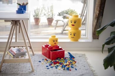 LEGO, mała głowa, dziewczynka, pojemnik do przechowywania