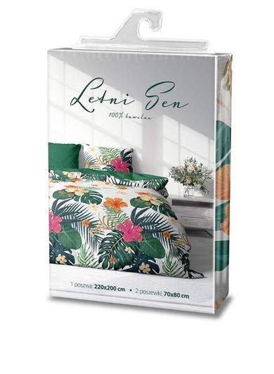 Letni Sen, Monstera i Tropikalne Kwiaty, 3-częściowy komplet pościeli, 220-200 cm