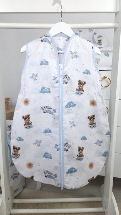 MimiNu, Avi, Misie, śpiworek bawełniany, błękit, TOG 0.5, 74 cm, 3-9m