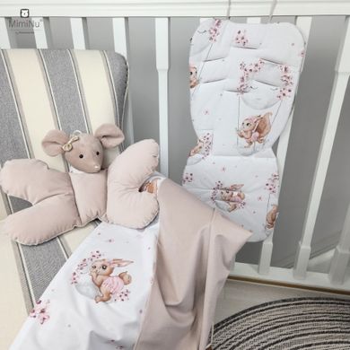 MimiNu, Lili, antywstrząsowa poduszka podróżna, motylek, velvet, pudrowy róż