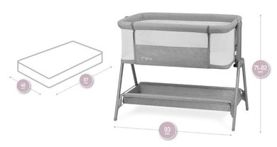 MoMi, Fibi, łóżeczko dostawne do 9 kg, szare