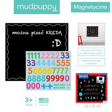 Mudpuppy, naklejka magnetyczna, tablica kredowa 123