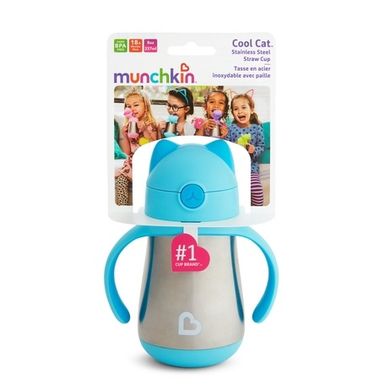 Munchkin, kubek termiczny ze słomką, niebieski, 237 ml