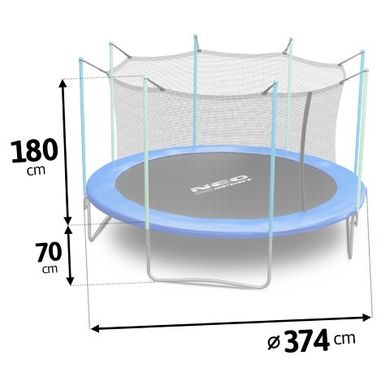 Neo-sport, trampolina ogrodowa z siatką wewnętrzną, śr. 374 cm