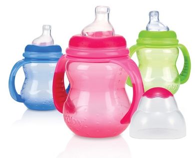 Nuby, kubek niekapek, z uchwytami, niebieski, 240 ml