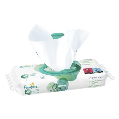 Pampers, Aqua Pure, chusteczki nawilżane, 1-48 szt.