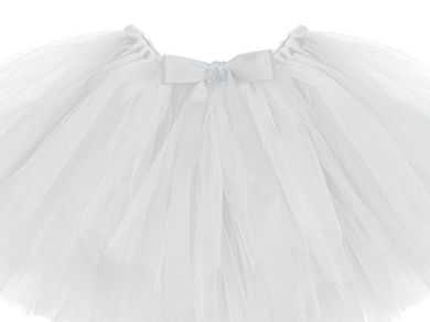 PartyDeco, spódniczka baletowa tutu, biały, 50-25 cm