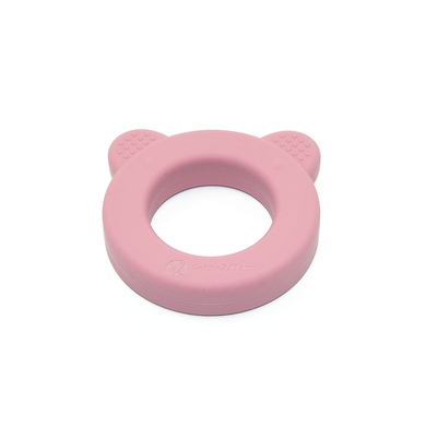 Petite&Mars, Beary, silikonowy gryzak z grzechotką, Dusty Rose, 0m+