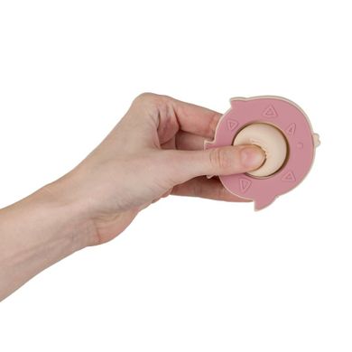 Petite&Mars, Fish Fiona, silikonowa zabawka pop-up, dusty rose, 6m+