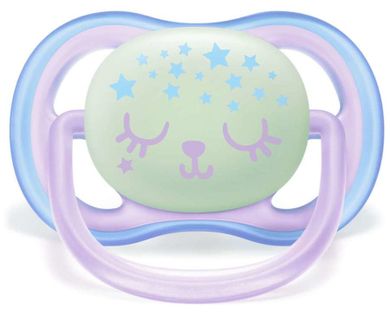 Philips Avent, Ultra Air, Night, smoczek uspokajający, różowy, 0-6m