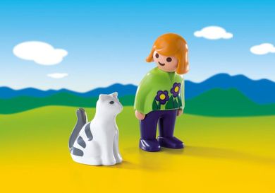 Playmobil, 1.2.3., Dziewczynka z kotem, figurki, 6975