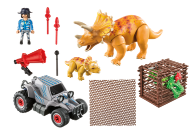 Playmobil, Dinos, Samochód terenowy z działającą wyrzutnią sieci, 9434