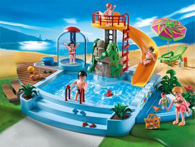 Playmobil, Family Fun, Basen odkryty ze zjeżdżalnią, 4858