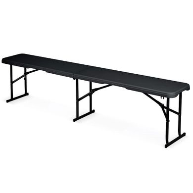 Plonos, zestaw cateringowy ogrodowy składany stół + 2 ławki, czarny, 180 cm
