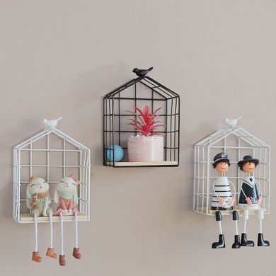 Półka dekoracyjna w kształcie domku, styl Loft, czarna, 15,5-10 cm
