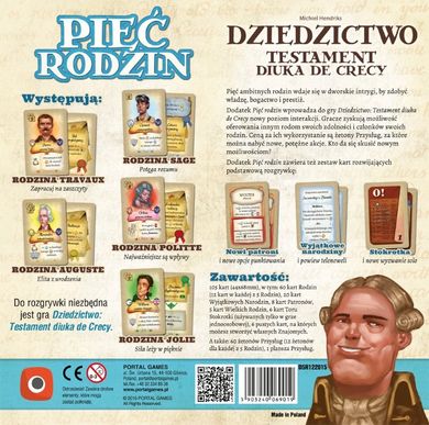 Portal Games, Dziedzictwo: Testament Diuka de Crecy - 5 Rodzin, dodatek, gra strategiczna