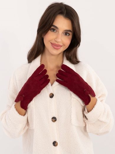 Rękawiczki damskie, bordowe, Italy Moda