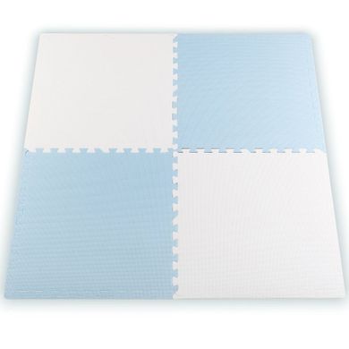 Ricokids, mata piankowa puzzle, biało-niebieska, 120-120 cm