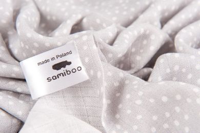 Samiboo, otulacz bambusowy, muślin 100% bamboo ze srebrem, szary confetti