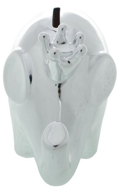 Skarbonka ceramiczna, słoń, srebrny z koroną średni, 15,7-8-12 cm