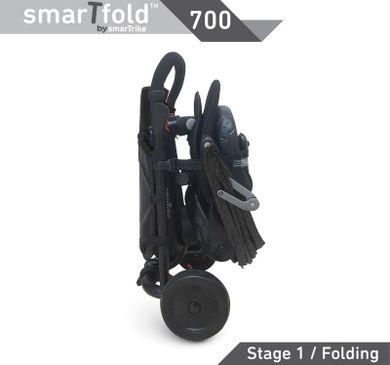 Smart Trike, Folding Trike 700 8w1, składany rowerek z funkcją spacerówki, czarny