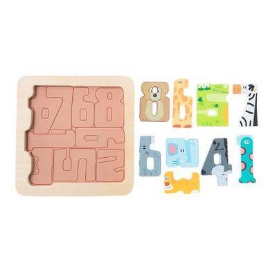 Smiki, puzzle drewniane, cyfry, 9 elementów