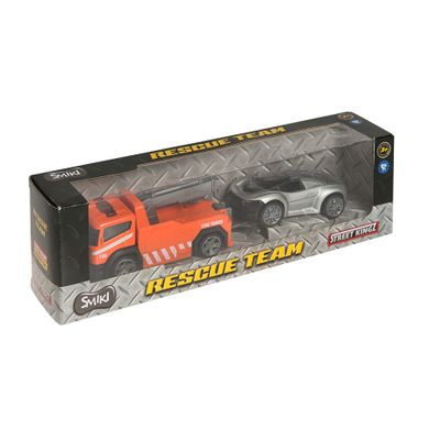 Smiki, Rescue Team, laweta z samochodem, pojazd, czerwony