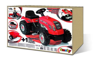 Smoby, Traktor z przyczepką, czerwony