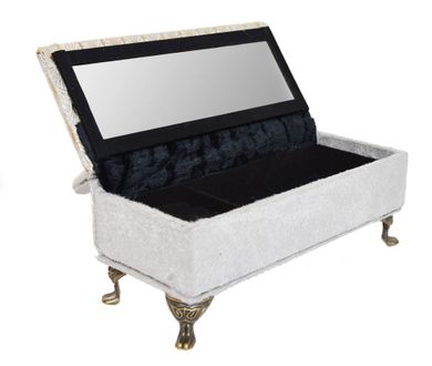 Sofa szkatułka na biżuterię, jasno-szara, 23-9-16 cm