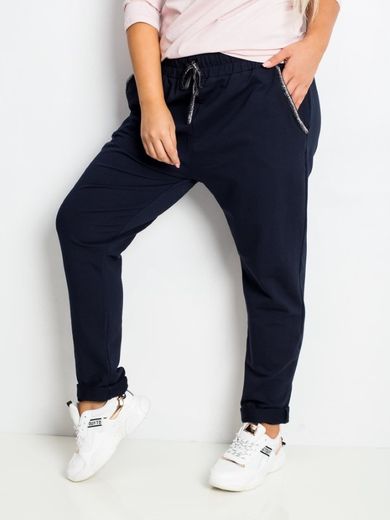Spodnie dresowe damskie, plus size, granatowe, Relevance