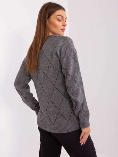 Sweter damski z wełną, rozpinany, szary, Rue Paris