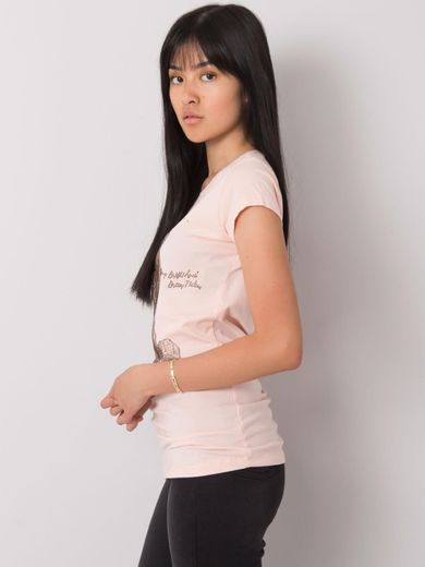 T-shirt damski, różowy, Ex Moda