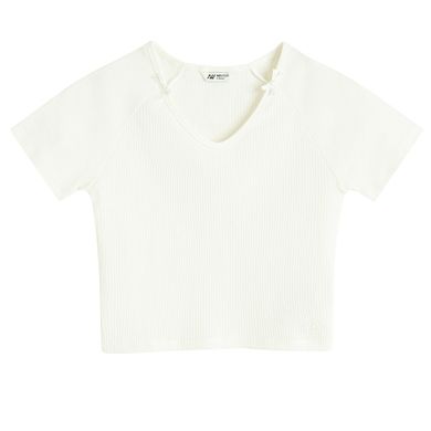 T-shirt prążkowany z domieszką modalu NOWEAR