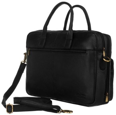 Torba na laptopa, czarna, skórzana, Peterson
