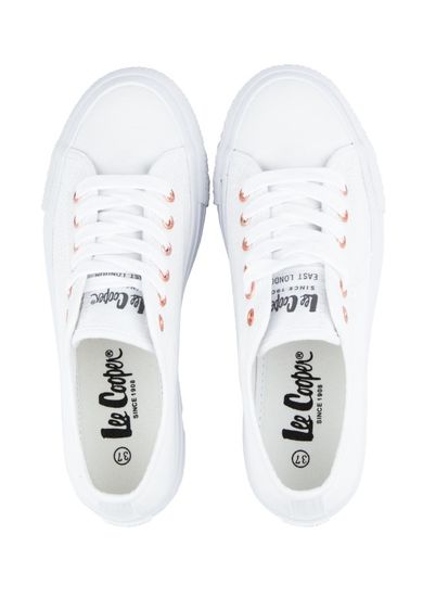 Trampki damskie, białe, wysoka podeszwa, Lee Cooper
