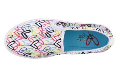 Trampki slip on damskie, białe, Skechers Poppy Drippin Love