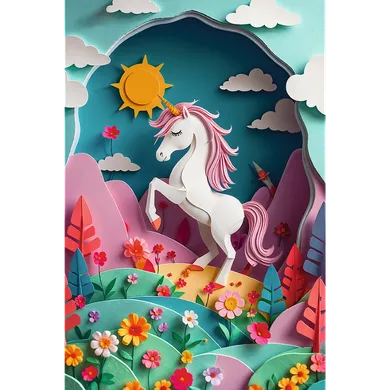 Trefl, 40-lecie, Paper Art, Jednorożec, puzzle, 160 elementów