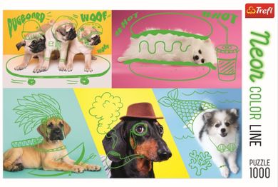 Trefl, Neon Color Line, Odlotowe psy, puzzle, 1000 elementów