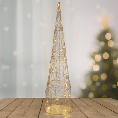 Vilde, choinka świecąca stożek, złota, 30 LED, 60 cm