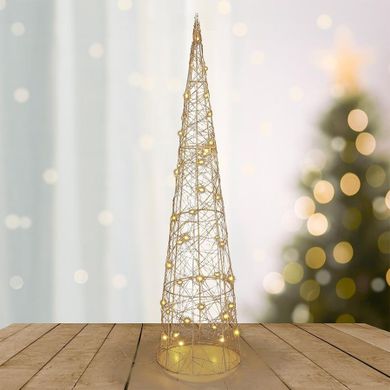 Vilde, choinka świecąca stożek, złota, 40 LED, 80 cm