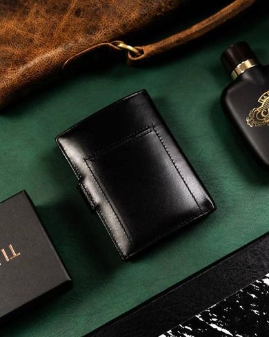 Zestaw prezentowy: Portfel, Brelok, czarny, skórzany, Peterson