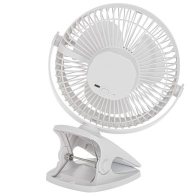 Adler, wentylator biurkowy z klipsem, akumulatorowy, biały, 15,5 cm, 360° obrót, USB-C