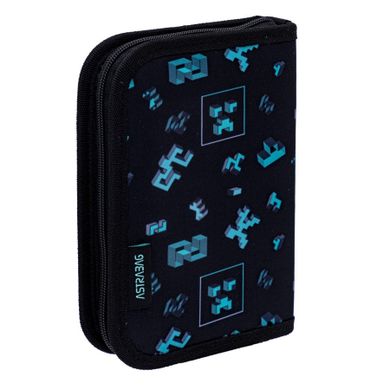 Astrabag, piórnik, rozkładany, pojedynczy, z wyposażeniem, Dark Pixel