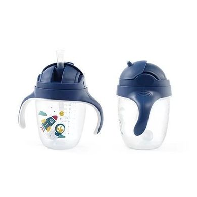 BabyOno, kubek niekapek z obciążoną słomką, niebieski