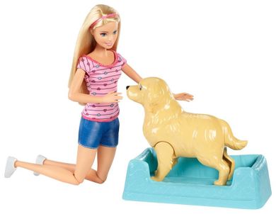 Barbie, Narodziny piesków, zestaw z lalką i figurkami
