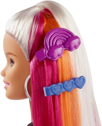 Barbie, Tęczowe włosy, lalka z akcesoriami